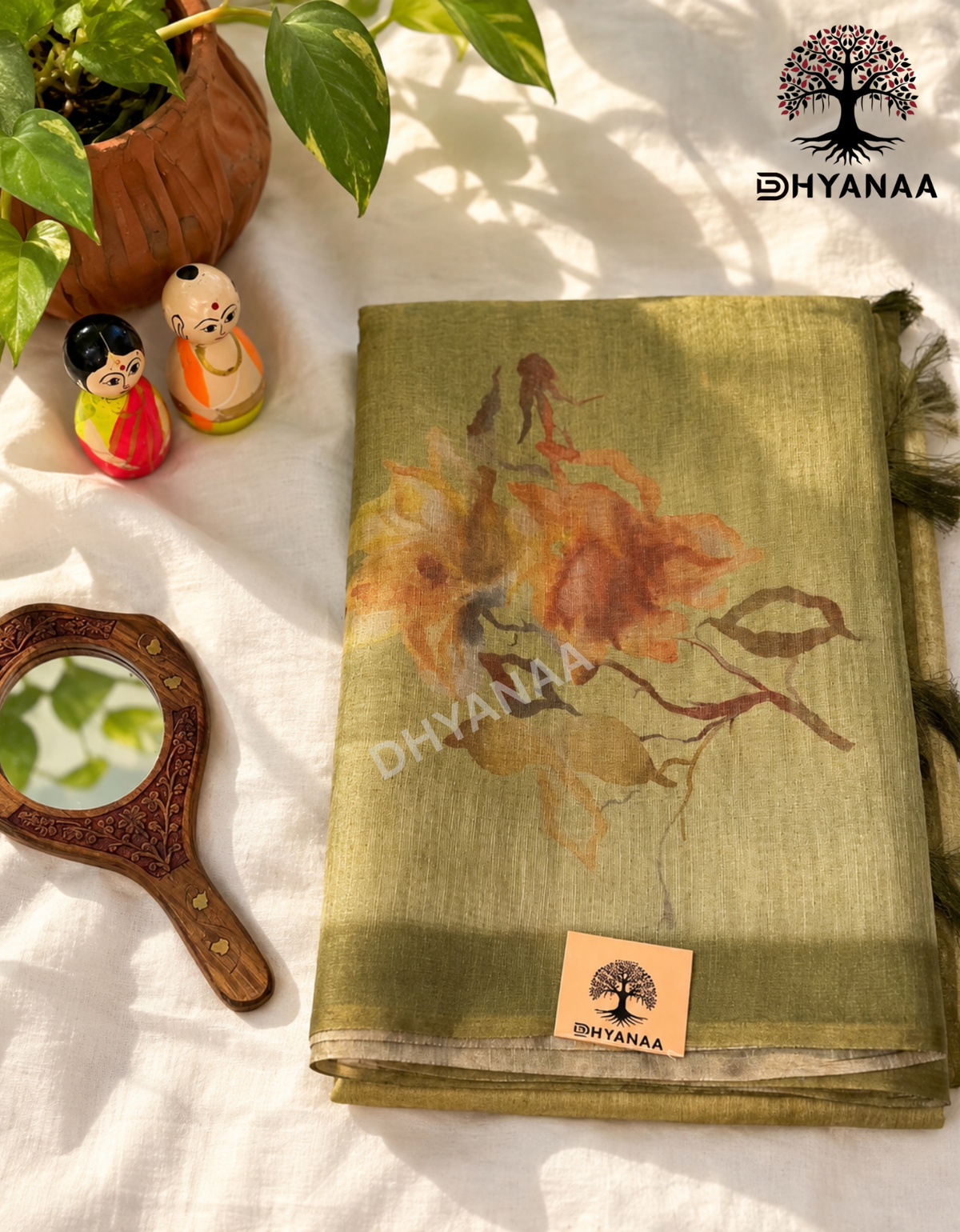 Olive Bloom Tissue Saree