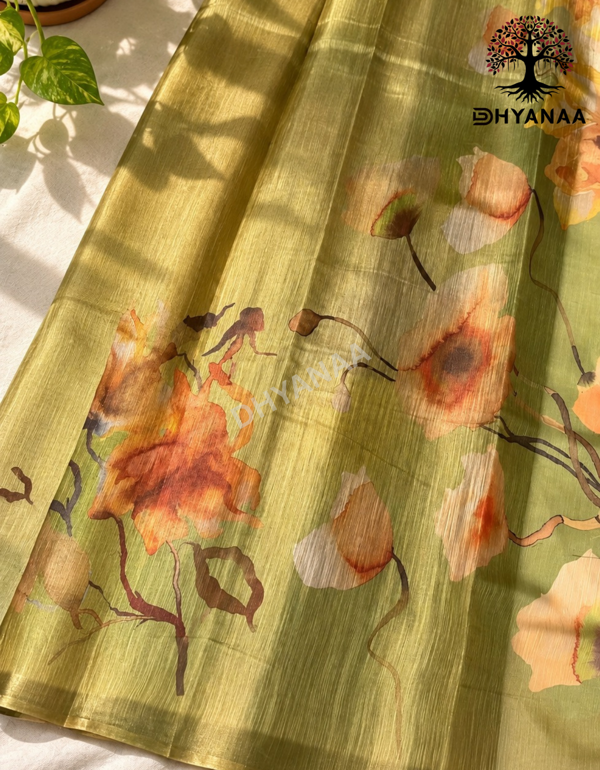 Olive Bloom Tissue Saree
