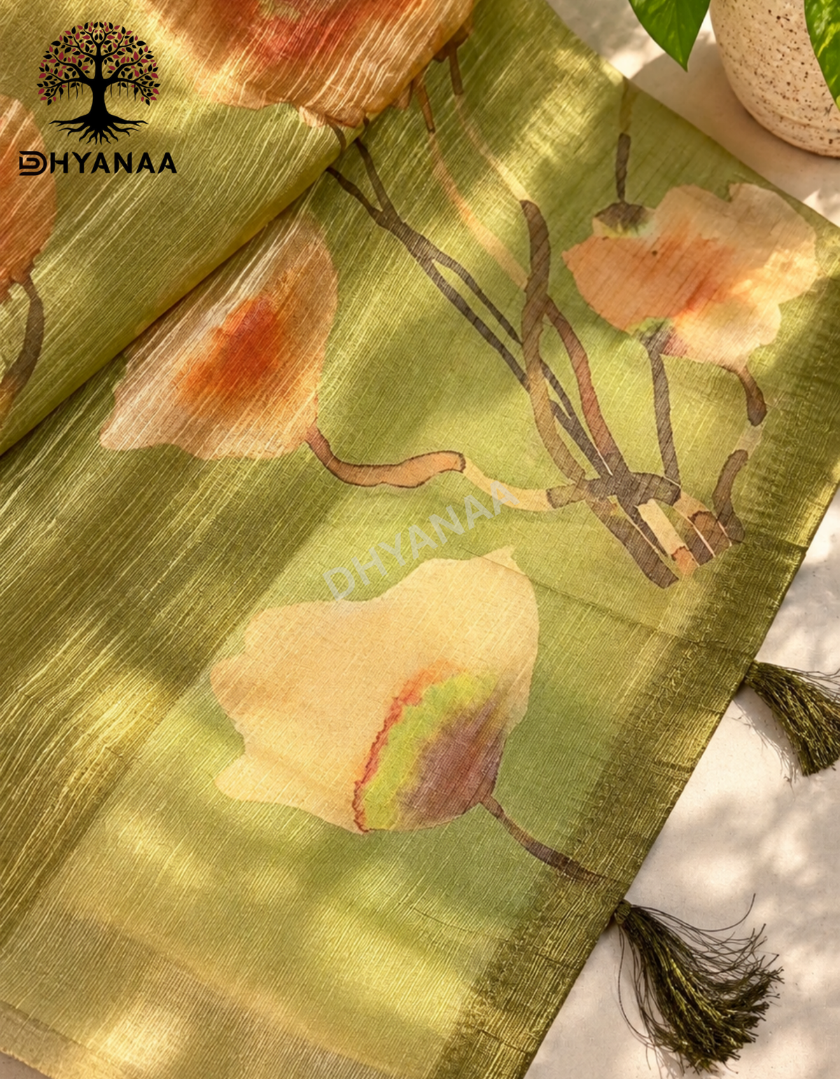 Olive Bloom Tissue Saree
