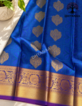 Semi Silk Saree - Royal Blue with Gold Zari