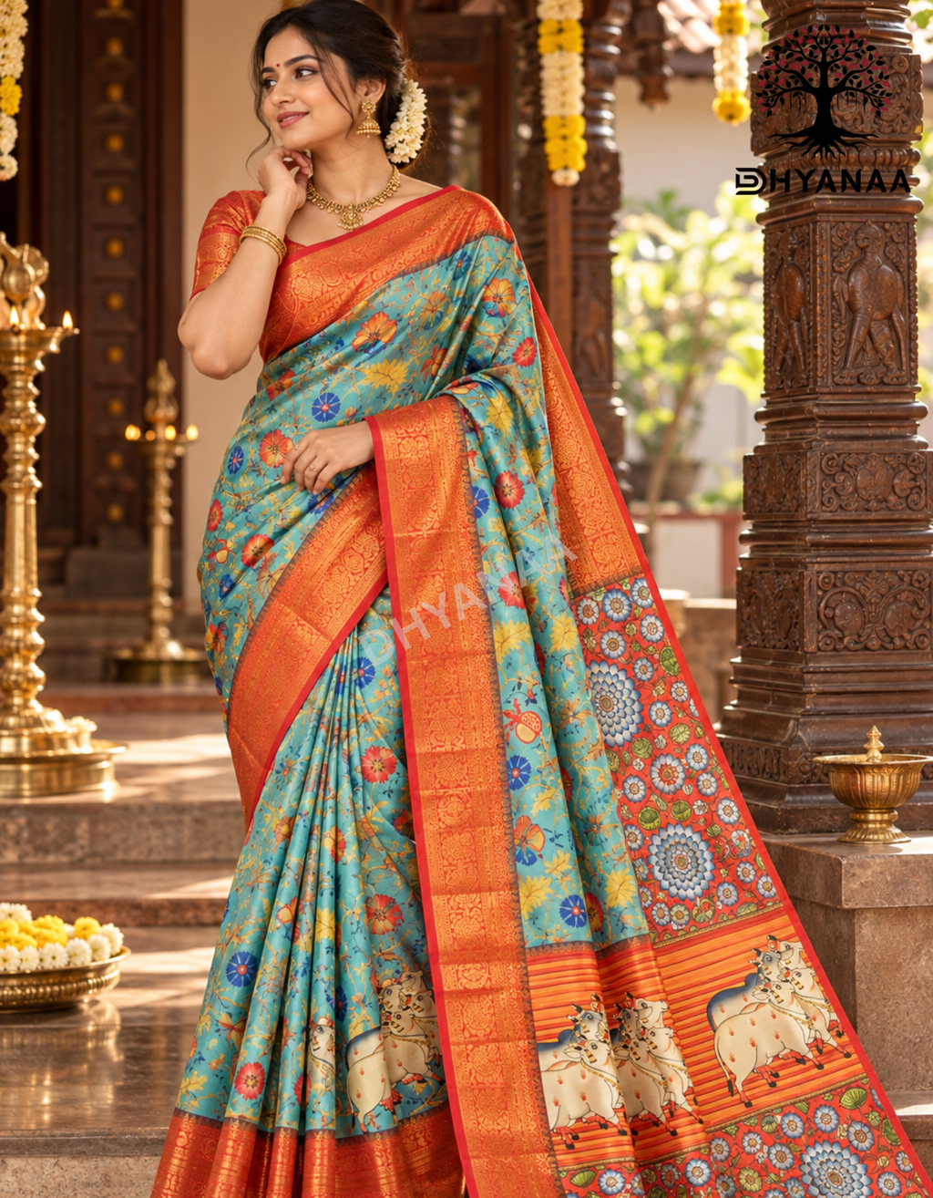 Pichwai Art Silk Saree