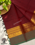 Chettinad Cotton Saree Deep Maroon with Antique Gold Zari