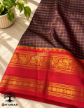 Purple Zari Checks Kalyani Cotton Saree with Annam and Elephant Motifs Rich Zari Border