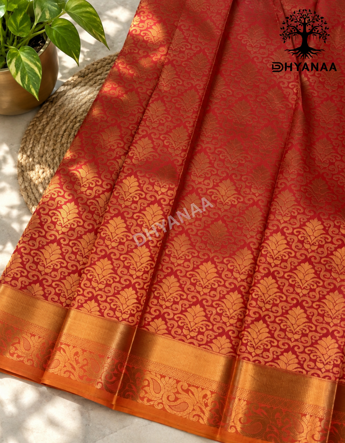 Semi Silk Saree – Rich Red with Grand Gold Zari