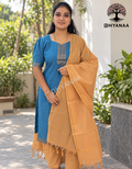 Mangalagiri Handloom Cotton 3 PC Set W/Lining Light Blue-LKHLC3001
