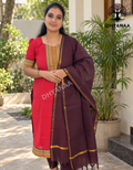 Mangalagiri Handloom Cotton 3 PC Set W/Lining Red-LKMC3002