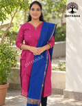 Maheshwari Silk Cotton 2 pc Set with Duppatta - Rani Pink - LKMC2001