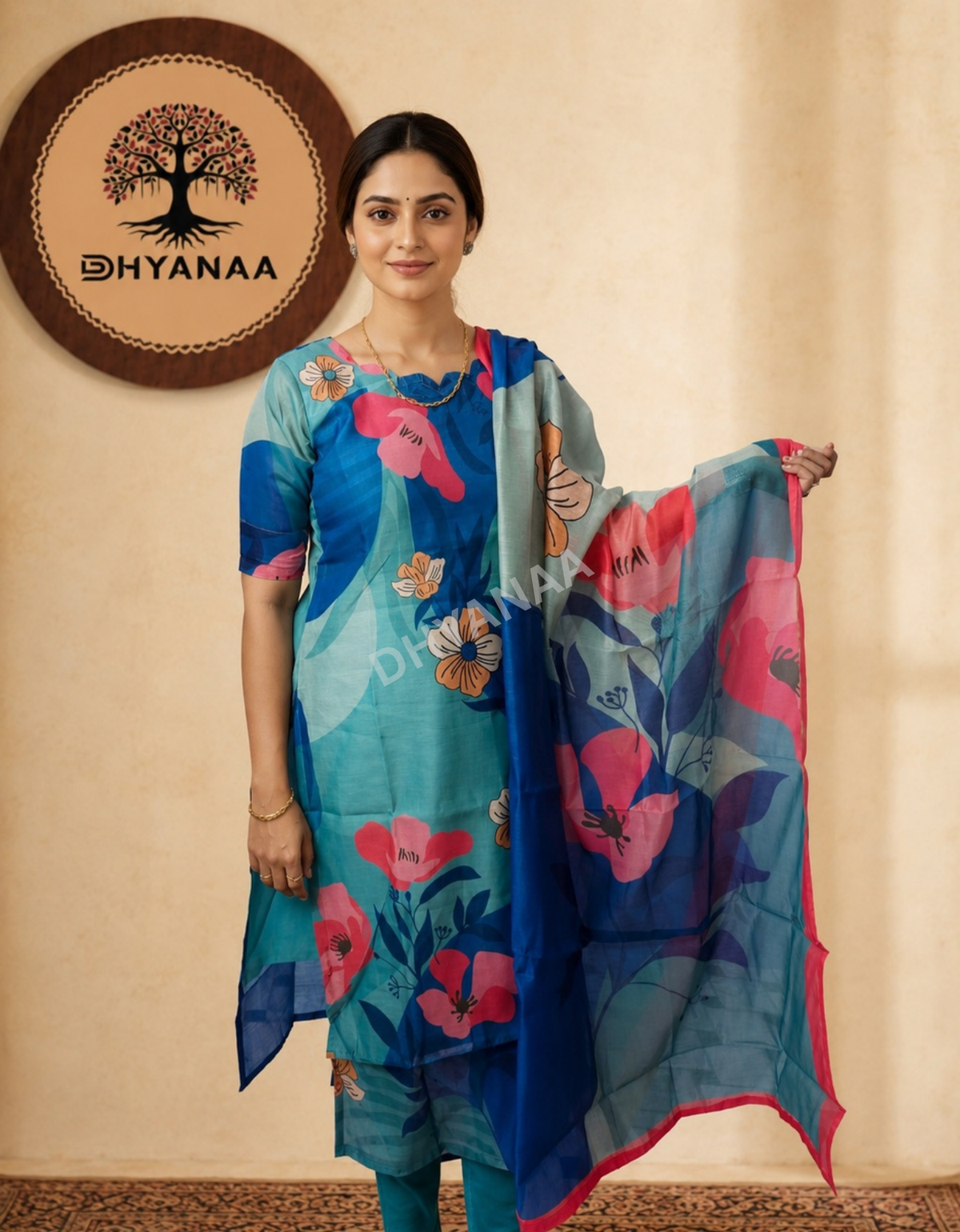 Chanderi Cotton 2 PC Set with Duppatta W/Lining - LKCHC2001