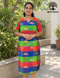 Madras Checks with Peacock Feather Motifs Raw Silk Kurti W/Lining - LKRS001