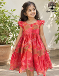 Kids Girls Frock Kota Cotton Red W/Lining-GFC003