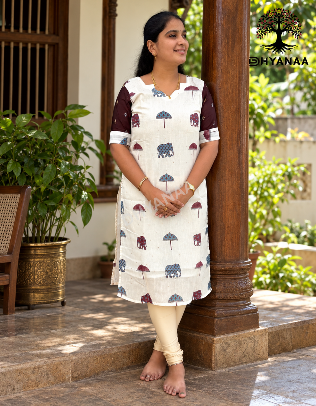 Silk Elephant Print Kurti - LKS001