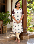 Silk Elephant Print Kurti - LKS001
