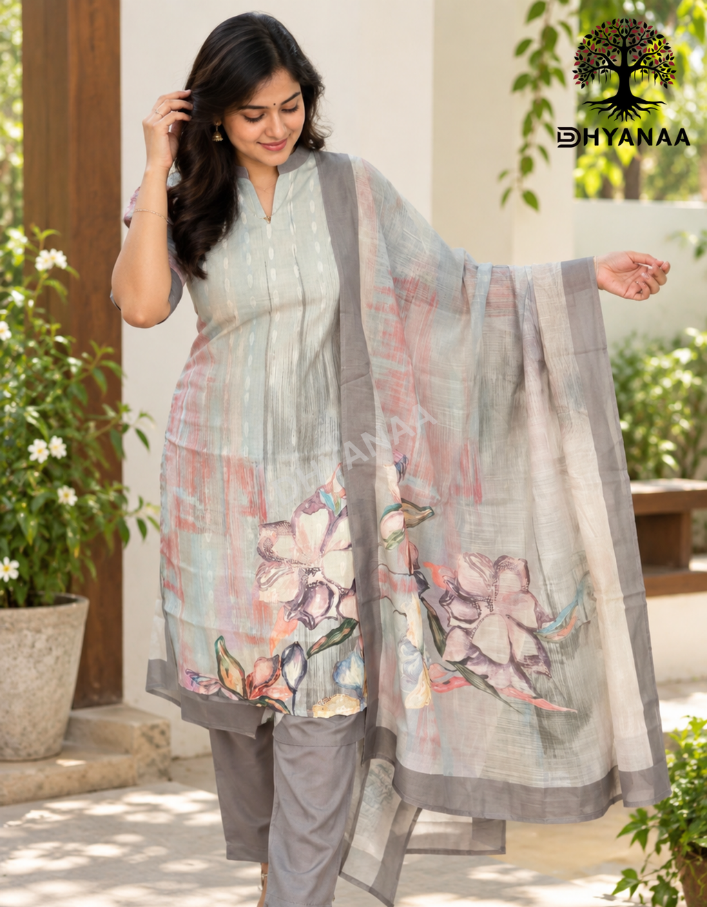 Linen Cotton 3PC Set W/Lining-Pastel Green-LKCL3001