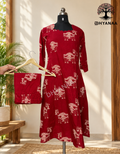 Camel Print A-Line Kurti with Pant Mix cotton Co-ord Set with W/O Lining-ALKMC2003