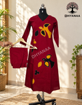 Dabu Cotton Applique Work A-Line Kurti with pant Co-ord Set W/O Lining-ALKMC2001