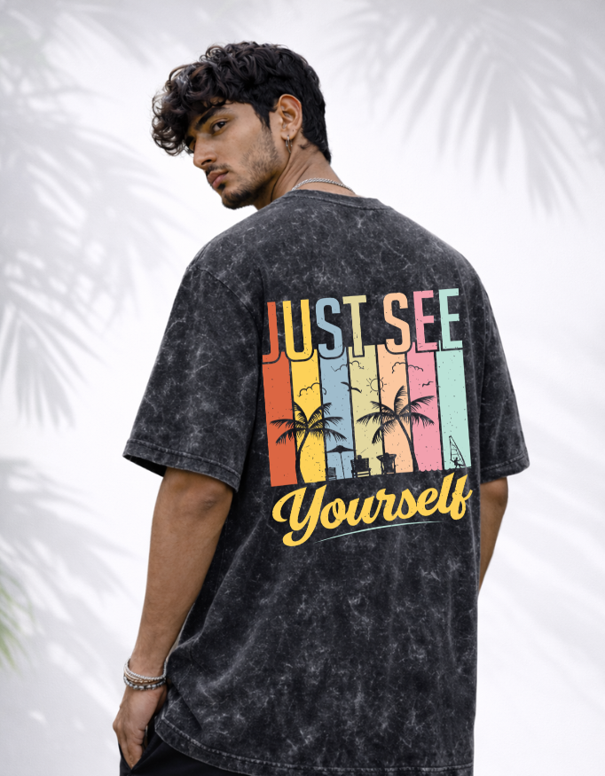 Dhyanaa - LuxWeave Unisex Leisure Acid Washed Oversized Tee - Mindful Collection - AWM002