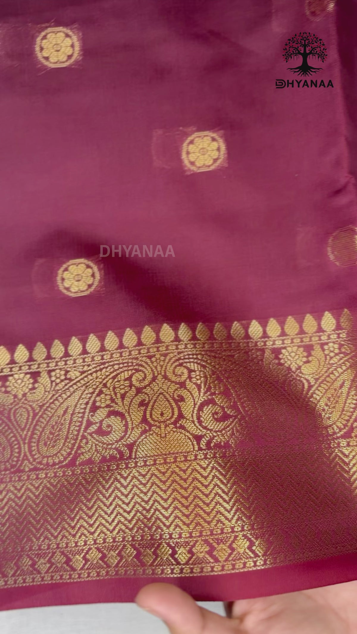 Semi Banarasi Silk Saree - Maroon with Gold Zari